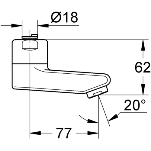Grohe gegoten onderuitloop sprong 77 mm chr.