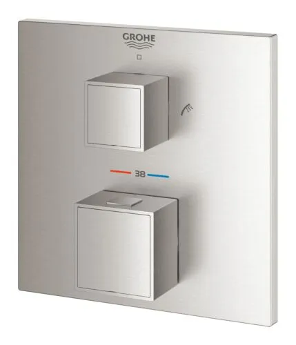 GROHE GROTHERM CUBE MENGKRAAN OPBOUWDEEL MET OMSTEL DOUCHE/BADUITLOOP SUPERSTEEL