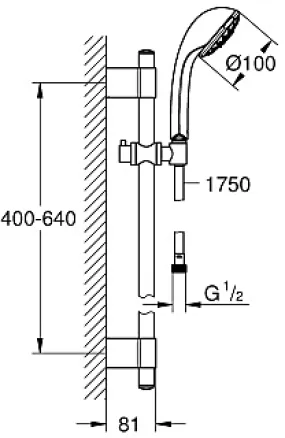 Grohe Relexa 100 Five glijstangset 5-stralen 600 mm chr.