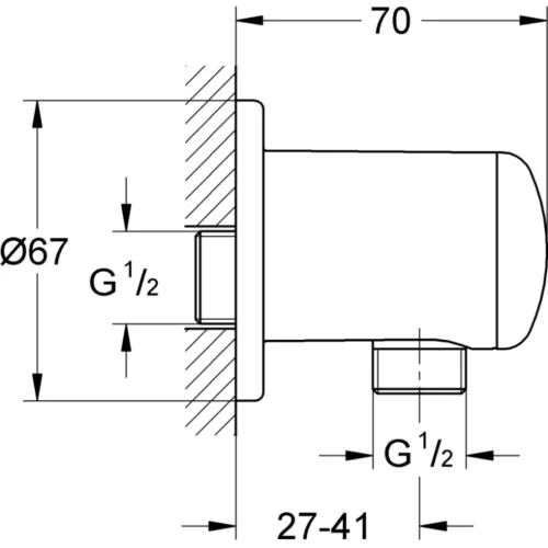 Grohe Relexa wandaansluitbocht 1/2" bu.dr. chr.
