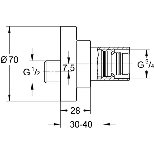 GROHE SKOPPELING 1/2 X 3/4" SPRONG 7.5 MM ROZET CHR. V/ ATRIO