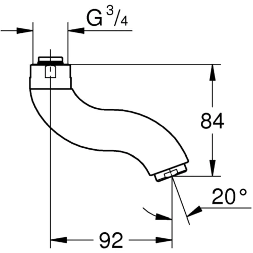 Grohe uitloop 3/4" sprong 92 mm chr.