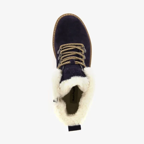 Hush Puppies suède dames veterboots blauw