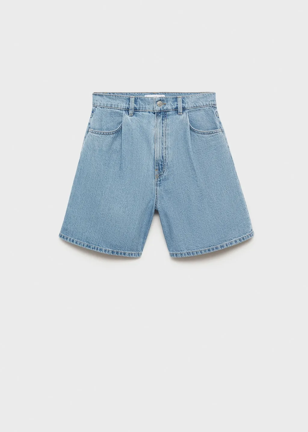 Korte denim bandplooibroek