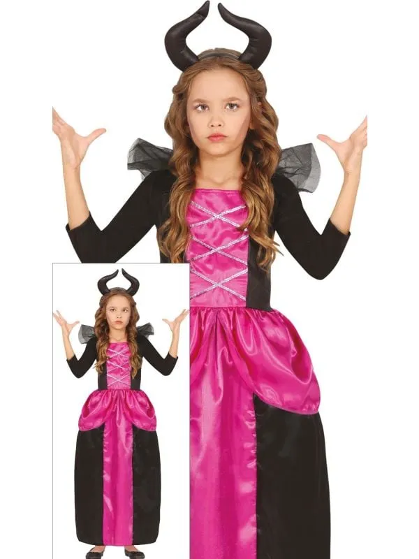 Roze slechte fee jurk halloween kind
