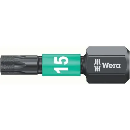 SLAGSCHROEFBITS TORX TX15 X 25 MM WERA 867/1 IMPAKTOR (BLISTER = 10 STK)