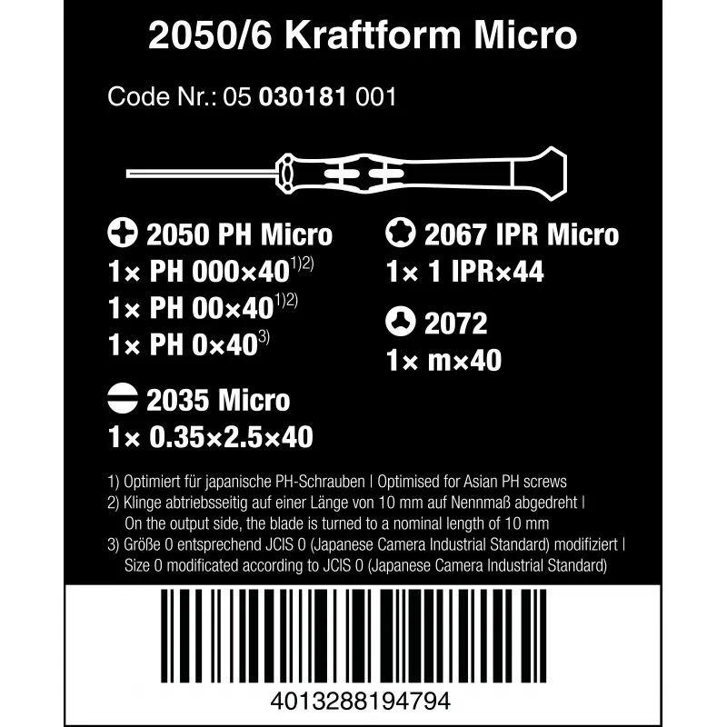 WERA KRAFTFORM MICRO 2050/6SET